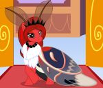  2018 arthropod badumsquish chest_tuft crown curtsey doorway equine eyeshadow fan_character female fluffy hair horse hybrid insect jewelry lepidopteran lidded_eyes long_hair looking_at_viewer lunar_glow_(oc) makeup mammal moth my_little_pony necklace palace pony queen regalia royalty shoulder_fluff smile solo tuft wings 