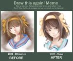  artist_progress bad_deviantart_id bad_id before_and_after bow brown_eyes brown_hair eluxios english hair_bow hair_ribbon hairband kita_high_school_uniform lips orange_hairband ribbon school_uniform serafuku short_hair suzumiya_haruhi suzumiya_haruhi_no_yuuutsu upper_body 