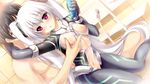  breast_grab game_cg gray_hair love_2_quad naruse_hirofumi see_through tsukuba_mirai twintails 