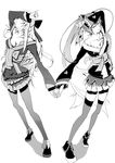  absurdres chou_(module) deathklovc greyscale hana_(module) hatsune_miku highres japanese_clothes kimono lolita_fashion long_hair megurine_luka monochrome multiple_girls project_diva_(series) project_diva_2nd simple_background thighhighs twintails very_long_hair vocaloid wa_lolita zettai_ryouiki 