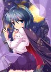  antennae ass bad_id bad_pixiv_id blue_eyes blush cape from_behind ghost-cure green_hair looking_back short_hair smile solo touhou window wriggle_nightbug 