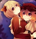  aki_minoriko aki_shizuha amaya_enaka bad_id bad_pixiv_id blonde_hair food fruit grapes hair_ornament hat hug leaf leaf_hair_ornament leaf_on_head multiple_girls red_eyes short_hair siblings sisters touhou 