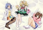  ahoge animal_ears barefoot bunny cat_ears feet garnet_(jewelpet) glasses jewelpet_(series) jewelpet_twinkle k@non labra_(jewelpet) long_hair miria_marigold_mackenzie multiple_girls petticoat ruby_(jewelpet) sakura_akari sango_(jewelpet) sapphie_(jewelpet) sara_(jewelpet_twinkle) socks thighhighs 