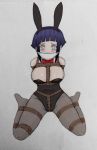  bdsm blue_hair bondage bound breasts bunnysuit gag hyuuga_hinata legwear naruto naruto_(series) otm_gag rope white_eyes 