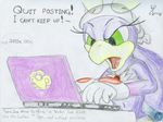  avian bandanna beak bird computer eyewear female furaffinity gloves green_eyes laptop necklace purple purple_body sega solo sonic_(series) sonic_riders sunglasses swallow_(bird) tongue vederjuda wave_the_swallow white_clothing 