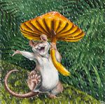  cute dancing happy mammal mouse mushroom rain rodent sabretoothed_ermine singing solo 