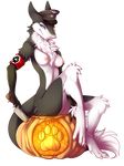  armband blue_eyes breasts chest_tuft claws ears_back elbow_gloves female fur gloves hat hi_res knife looking_at_viewer nazi nipples not_nazi nude paws plain_background pumpkin pussy sergal solo spazzykoneko tail transparent_background tuft u-18chan valkyria 