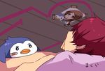  bad_id bad_pixiv_id bird brown_hair junk_pan male_focus mawaru_penguindrum penguin penguin_1-gou purple_eyes red_hair siblings takakura_himari takakura_kanba 