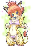  &hearts; abstract_background bikini blue_eyes blush breasts camel_toe cleavage clothed clothing feline female hair jaguar looking_at_viewer malamin mammal markings orange_hair ribbons skimpy solo spots swimsuit tirol 