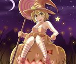  blonde_hair candy food gosledging halloween hat highres jack-o'-lantern original pumpkin solo witch_hat yellow_eyes 