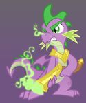  equestria-prevails fangs friendship_is_magic green_eyes gun hi_res male my_little_pony ranged_weapon scalie slit_pupils solo spike_(mlp) weapon 