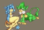  blue_fur brown_eyes curly_hair female fur green_fur hazel_(kayla-na) kayla-na lisa mammal mel_the_hybrid monkey nintendo nude pok&#233;mon pok&eacute;mon primate simipour simisage solo video_games 