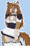  brown_hair canine clothing female hair kloe legwear maid maid_uniform mammal panties solo stockings tight tight_clothing underwear wolf 