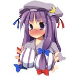  :&lt; bad_id bad_pixiv_id bespectacled blush breasts ebiebiebio glasses hat large_breasts long_hair patchouli_knowledge pillarboxed purple_eyes purple_hair solo touhou 