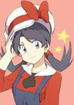  bad_id bad_pixiv_id black_hair blue_eyes cosplay crystal_(pokemon) earrings hand_on_own_head hat hat_ribbon hat_tip jewelry otoufu_(oto_hu) pokemon pokemon_(game) pokemon_hgss pokemon_special red_ribbon ribbon smile solo twintails 