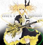  bad_id bad_pixiv_id bass_guitar blonde_hair blue_eyes detached_sleeves hair_ornament hair_ribbon hairclip instrument kagamine_rin kagamine_rin_(roshin_yuukai/hard_rkmix) kyou_zip long_hair ribbon roshin_yuukai_(vocaloid) solo thighhighs twintails vocaloid zettai_ryouiki 