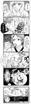  1boy 1girl apron bad_food braid comic curry dreaming eating food genderswap genderswap_(mtf) greyscale hanamura_yousuke highres monochrome narukami_yuu persona persona_4 pudding sleeping table translated tsukito_(leaf_moon82) twin_braids vomit 