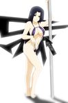  areola areolae bikini black_eyes blue_hair highres milf naruto nipple nipples pole pole_dancing smile stiky_finkaz string_bikini swimsuit uchiha_mikoto 