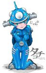  android bad_id bad_pixiv_id blue_eyes blush bodysuit cosplay cyberpunk ghost_in_the_shell gloves kneeling mecha_musume otaku paw_pose personification plugsuit robot science_fiction shintama solo tachikoma 