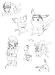  2girls accelerator crossover ditto flower gen_1_pokemon gen_2_pokemon gen_3_pokemon hair_flower hair_ornament head_mounted_display inoichi jitome kamijou_touma mewtwo misaka_imouto misaka_worst monochrome multiple_boys multiple_girls pichu pikachu pokemon pokemon_(creature) power_connection raichu shedinja side_slit to_aru_majutsu_no_index 