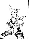  black_and_white cl digimon flamedramon inspired_by_popular_art monochrome 