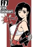  bare_shoulders black_hair blush elbow_gloves female final_fantasy final_fantasy_vii fingerless_gloves gloves long_hair looking_at_viewer midriff miniskirt one_eye_closed red_eyes skirt smile solo suspenders tank_top tanktop tifa_lockhart wink yamamune-z 