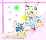 blue_eyes bobtails caracal cicero collar collared dericreations derigrowl feline female harley harley_cicero jeauno lynx mammal one_eye_closed piercing pinup pose request solo spots teenager wink young 