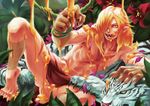  :p animal bandages barefoot blonde_hair claws fangs flower hair_over_one_eye honey jungle loincloth long_hair male_focus naked_honey nature oversized_limbs plant pointy_ears rebasashi scar sexually_suggestive sharp_teeth shirtless solo teeth tengen_toppa_gurren_lagann tiger tongue tongue_out vines viral white_tiger yonic_symbol 