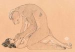  anthro barbs breasts duo feline female human interspecies love male mammal monochrome penis sepia straight 
