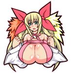  alternate_costume alternate_outfit arc_system_works blonde_hair blue_eyes blush breasts cleavage dizzy guilty_gear shiny solo 