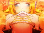  animated animated_gif aqua_eyes blonde_hair blush bra breast_massage detached_sleeves flat_chest hair_ornament hairclip hands headphones headset kagamine_rin lingerie mouth_hold nail_polish roman_knock shirt_lift short_hair solo striped striped_bra underwear vocaloid 