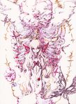  bad_id bad_pixiv_id ballpoint_pen_(medium) blonde_hair bug butterfly butterfly_hair_ornament charmal corsage dress flower hair_ornament hands_together insect long_hair looking_at_viewer original own_hands_together pink_eyes red_flower red_rose rose solo traditional_media very_long_hair wavy_hair 