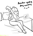  bed cartoon cat feline female mammal nicole_watterson nude queen_of_spew sitting solo stretching the_amazing_world_of_gumball 