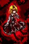  acryl bad_id bad_pixiv_id blonde_hair bow dress hair_bow hair_ornament red_eyes rumia skirt smile solo touhou 