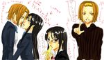  akiyama_mio bad_id bad_pixiv_id banana food fruit glasses hairband hime_cut k-on! long_hair multiple_girls murasaki_tooka school_uniform short_hair tainaka_ritsu translation_request yuri 