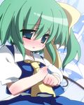  blue_eyes blush daiyousei green_hair oka_(bananashoe) ribbon solo touhou wings 