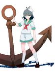  anchor black_hair green_eyes hat highres kneehighs light_smile murasa_minamitsu sailor sailor_hat short_hair simple_background solo standing touhou white_legwear yokohachi 