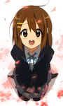  brown_eyes brown_hair hirasawa_yui k-on! kneeling looking_up pantyhose school_uniform sham_fu short_hair solo 