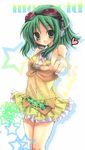  bad_id bad_pixiv_id bare_shoulders breasts cleavage goggles goggles_on_head green_eyes green_hair gumi headphones heart kokonidarekairu medium_breasts skirt solo star vocaloid 