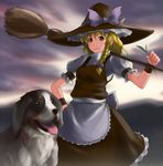  bad_id bad_pixiv_id blonde_hair braid broom dog hat kirisame_marisa namine0079 solo touhou witch_hat yellow_eyes 