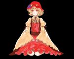  aki_minoriko bad_id bad_pixiv_id blonde_hair choker dress food fruit grapes hat kneeling nod red_eyes ribbon_choker short_hair simple_background sitting solo touhou wariza 