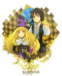  1girl bartido_ballentyne black_hair blonde_hair grimgrimoire lillet_blan lowres wand witch 