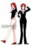  aida_yuu brown_eyes cigarette formal green_eyes gunslinger_girl long_hair multiple_girls petrushka red_hair rossana sunglasses 