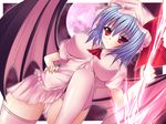  bad_id bad_pixiv_id breasts cameltoe full_moon hat large_breasts lavender_hair legs mikan_(5555) moon older panties pantyshot pink_legwear pink_panties polearm red_eyes red_moon remilia_scarlet short_hair smile solo spear spear_the_gungnir thighhighs touhou underwear upskirt weapon wings 