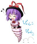  blush blush_stickers capelet chibi frills ichimi musical_note nagae_iku purple_hair shawl smile solo touhou 
