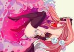  animal_hat apple aya_(min412) boots brown_hair eating food fruit hat high_heels highres long_legs mawaru_penguindrum penguin_3-gou princess_of_the_crystal red_eyes ribbon shoes takakura_himari thigh_boots thighhighs 