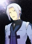  326 brown_eyes descartes_shaman facial_hair gundam gundam_00 gundam_00_a_wakening_of_the_trailblazer male_focus silver_hair solo stubble uniform 