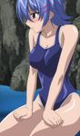  absurdres bikini blue_hair breasts hattori_junko highres ichiban_ushiro_no_daimaou short_hair sitting solo swimsuit 