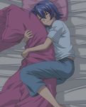  blue_hair eyes_closed hattori_junko highres ichiban_ushiro_no_daimaou laying_down lying screencap short_hair solo stitched 