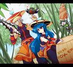  alternate_costume bad_id bad_pixiv_id bamboo bamboo_forest bamboo_shoot barrel bird blue_hair bow bridal_gauntlets buront cat elf elvaan final_fantasy final_fantasy_xi forest hair_bow hat hinanawi_tenshi jumping long_hair melynx monster_hunter monster_hunter_portable_3rd musical_note nature pointy_ears reiuji_utsuho reiuji_utsuho_(bird) ribbon shorts sleeveless smile tama_home the_iron_of_yin_and_yang third_eye touhou very_long_hair weapon yukumo_(armor) 